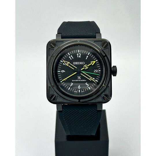 Custom Seiko Mod • Premium BR03 Black RadioCompass • 41mm